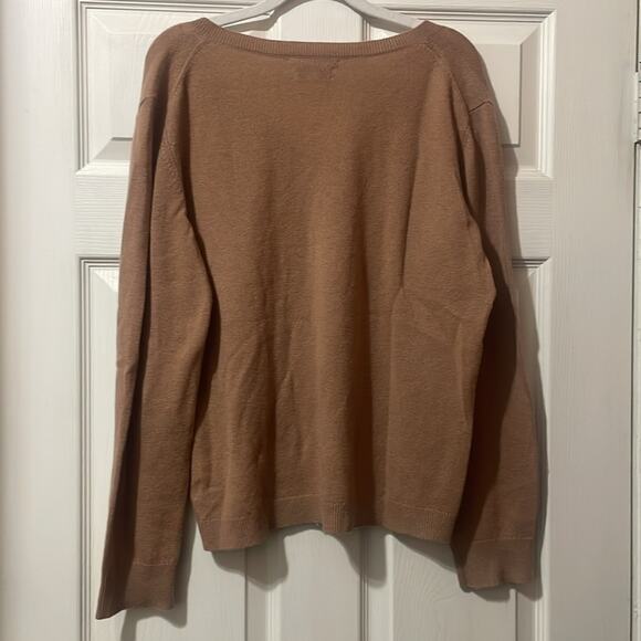 Nordstrom 100% Cashmere Sweater Long Sleeve V Neck Brown Size XL - Picture 3 of 4